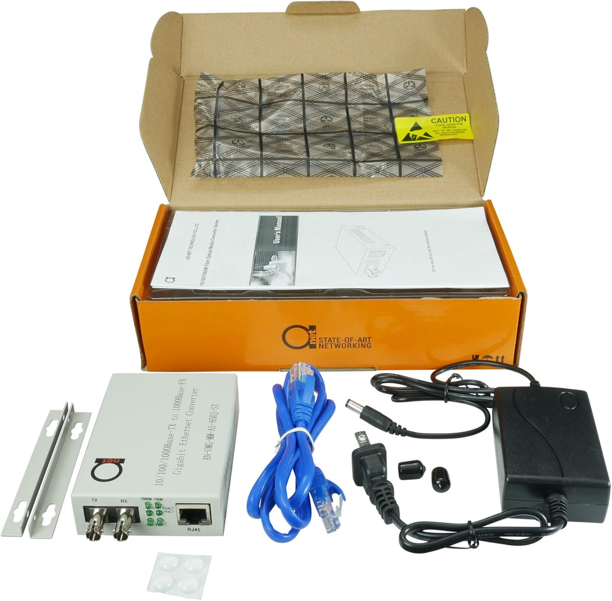 ST Gigabit Fiber Media Converter to UTP Cat5e RJ-45 V85602
