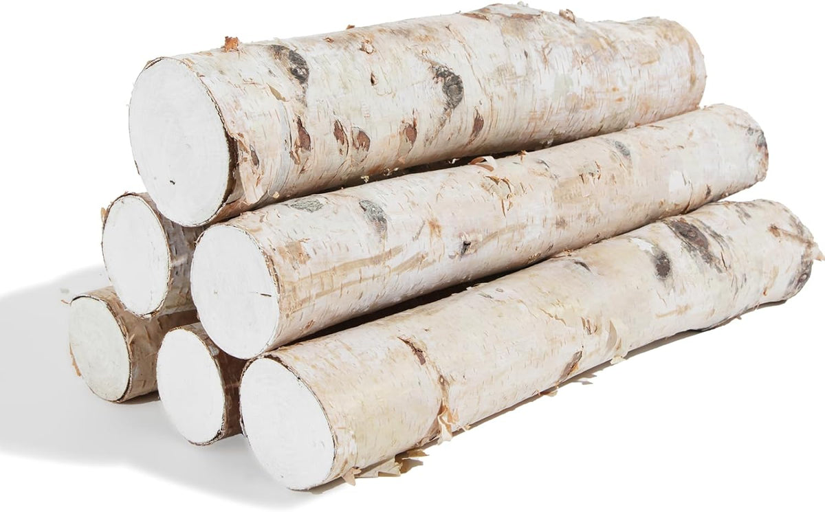 6 Pack Natural Birch Logs 2.3"-3.2" Dia. x 16.5" Length D176