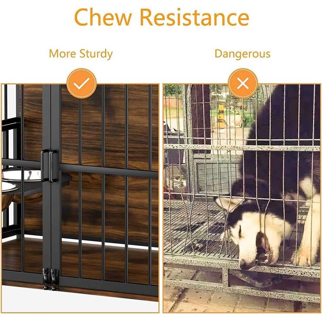 Large Dog Crate with 2 Stainless Steel Bowls E92839