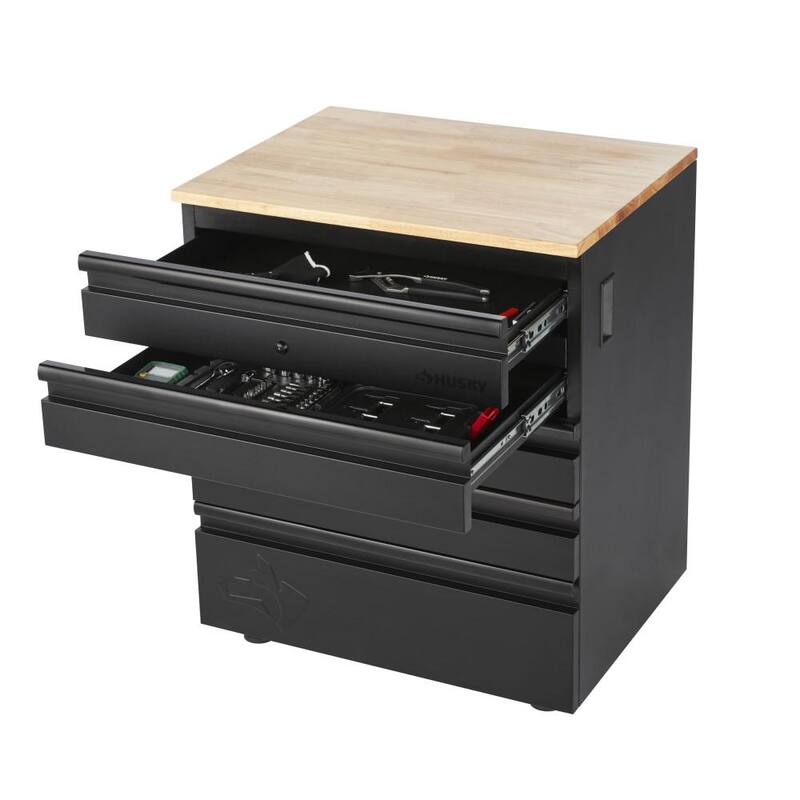 Heavy Duty 18-Gauge Steel 5-Drawer Black Garage Base Cabinet L4911