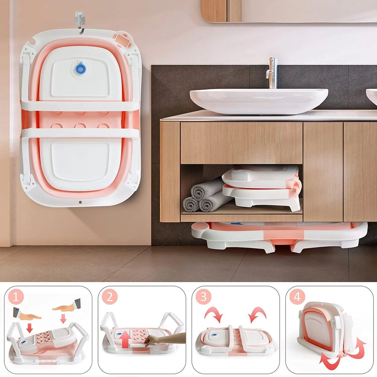 Collapsible Baby Bathtub with Thermometer U663