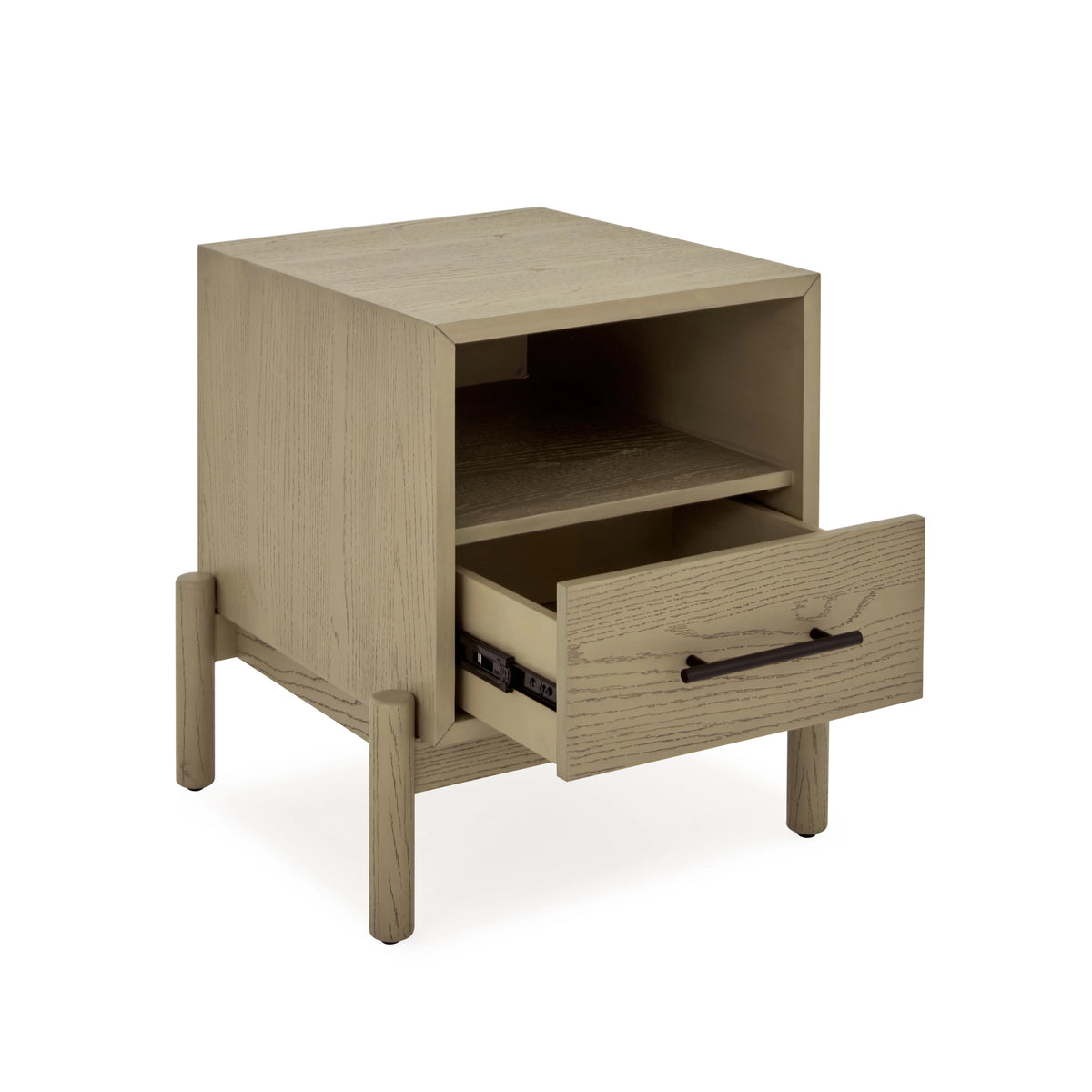 Oak Finish 1 Drawer Solid Wood Nightstand Y142021