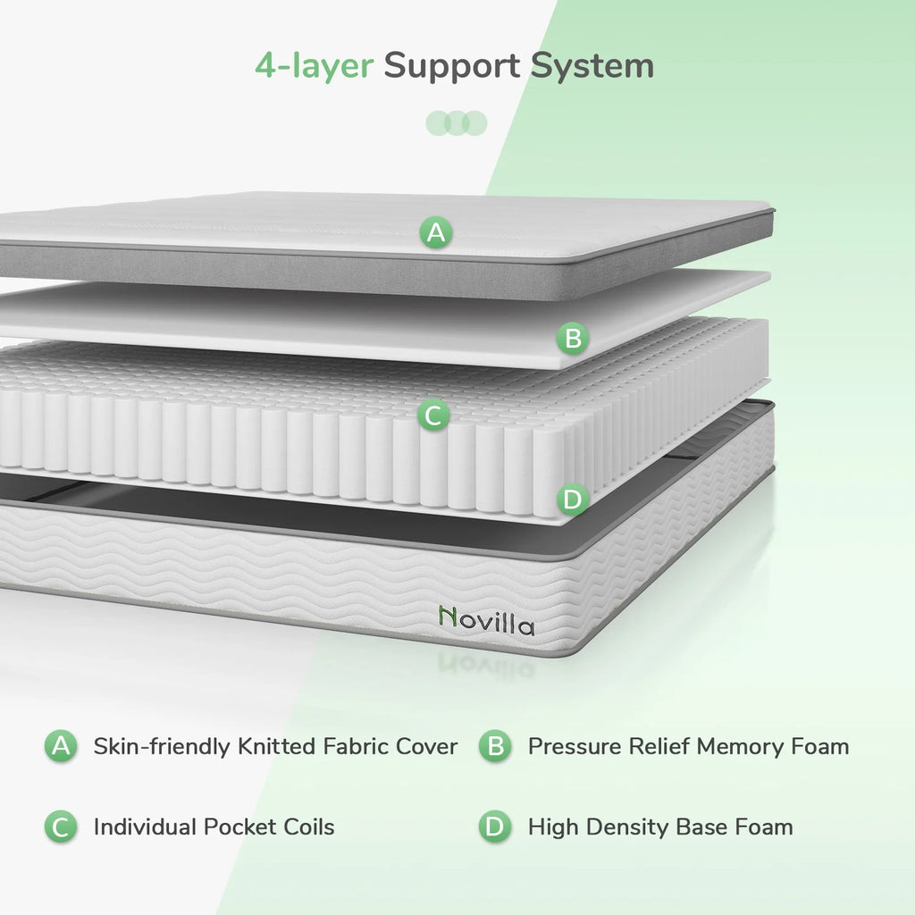 Queen Size Memory Foam Pocket Spring Hybrid Mattress V554