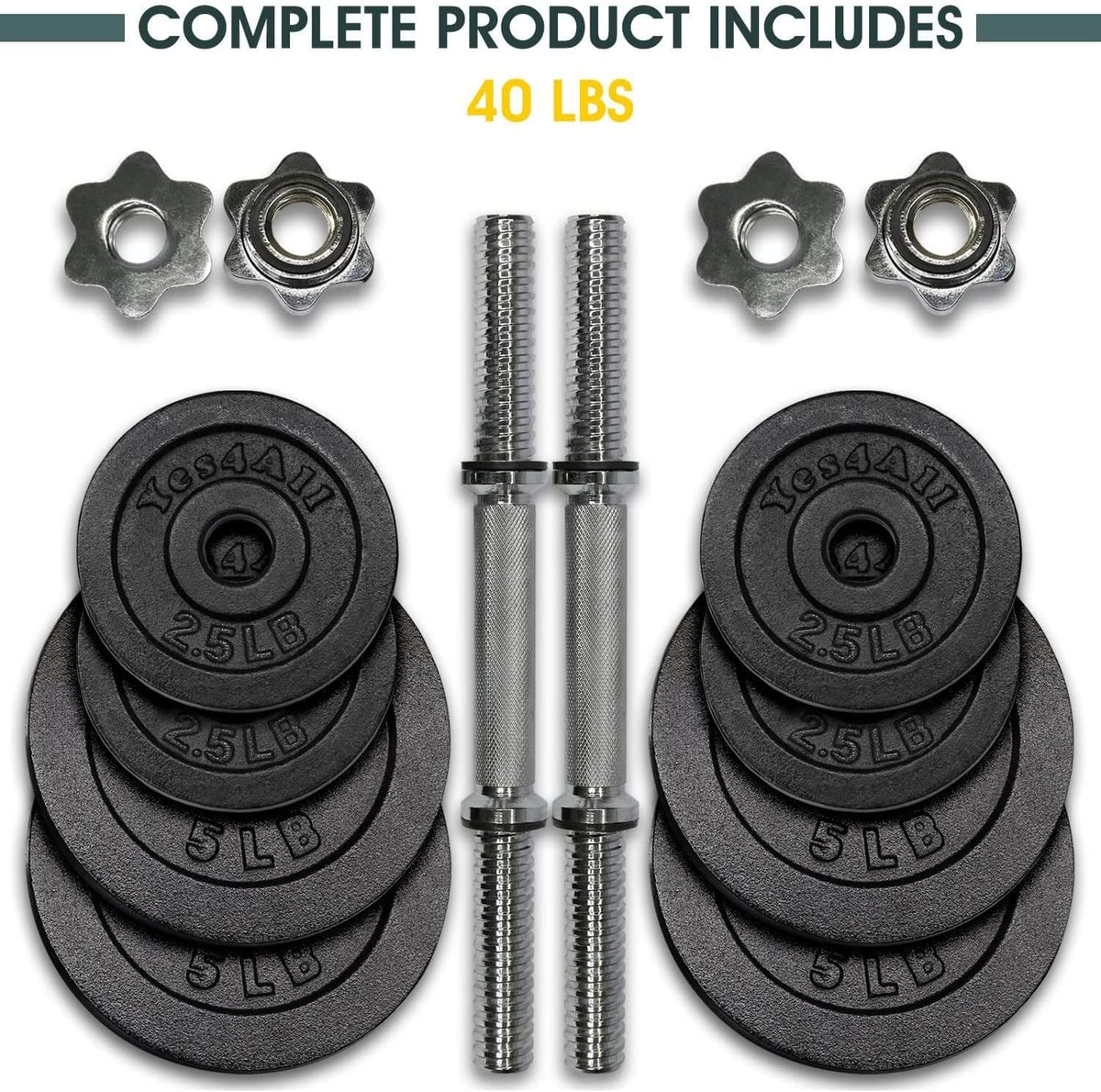 Adjustable 50 lbs Cast Iron Dumbbell Set D3581
