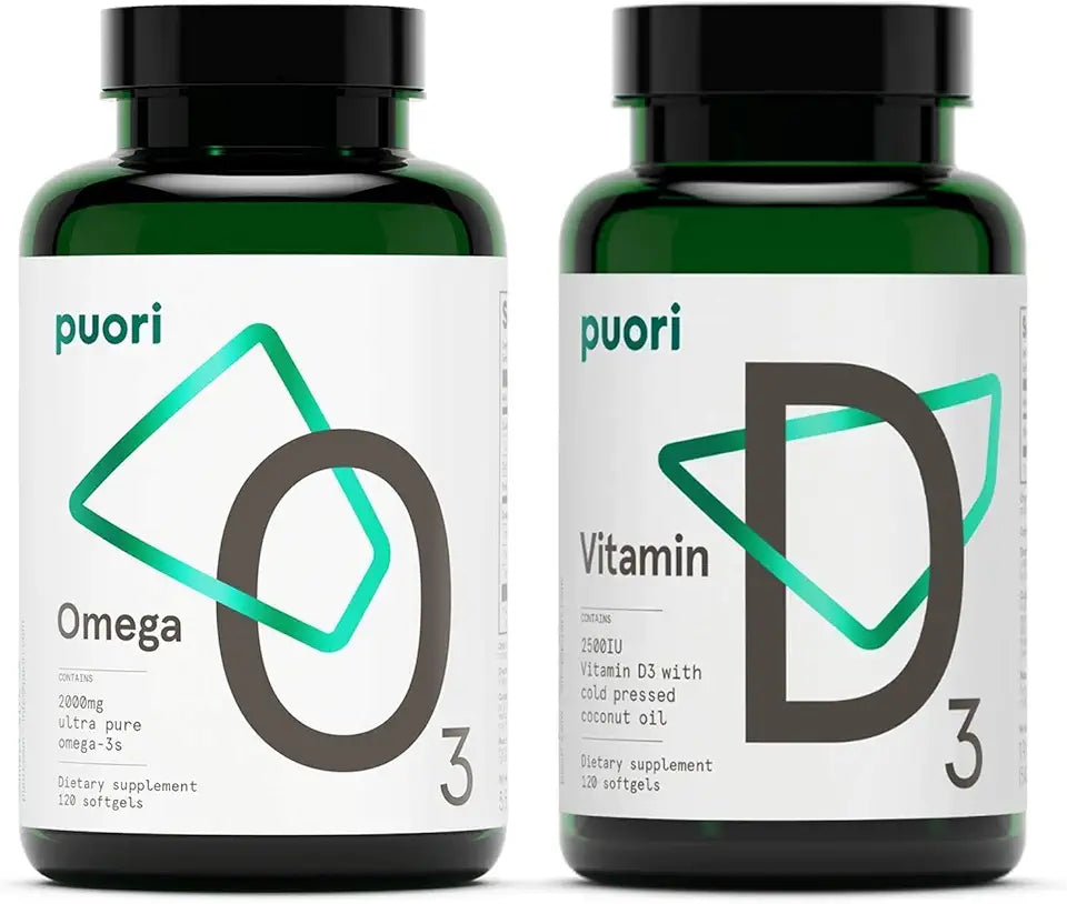 Omega 3 Fish Oil and Vitamin D3 Supplement Bundle Capsules T7926