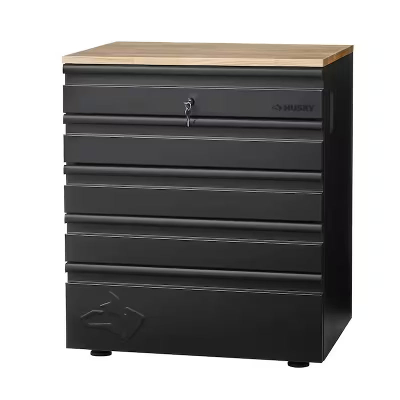 Heavy Duty 18-Gauge Steel 5-Drawer Black Garage Base Cabinet L4911
