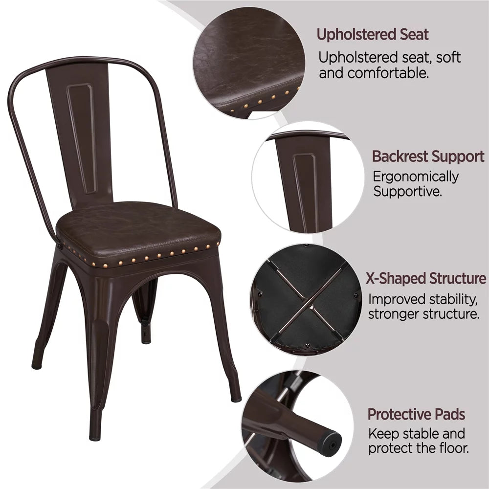 Brown Set of 4 Dining Chair with Cushion S269625