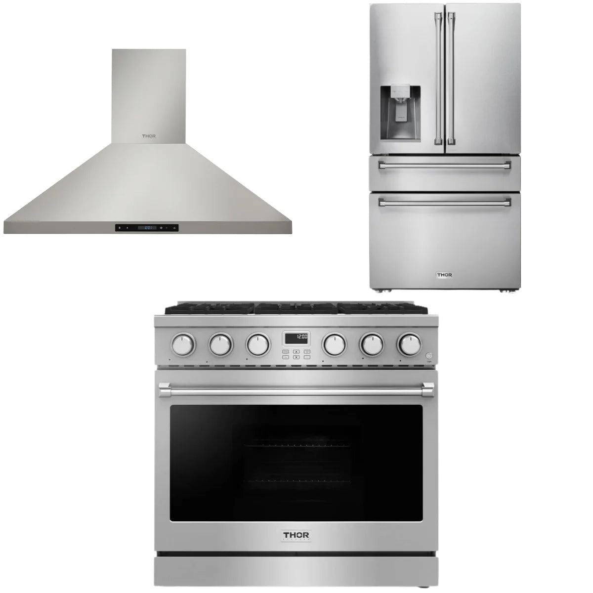 36 Gas Range, Range Hood and Refrigerator L30820