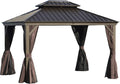 10x12 Hardtop Aluminum Frame Gazebo with Curtains and Netting K551328