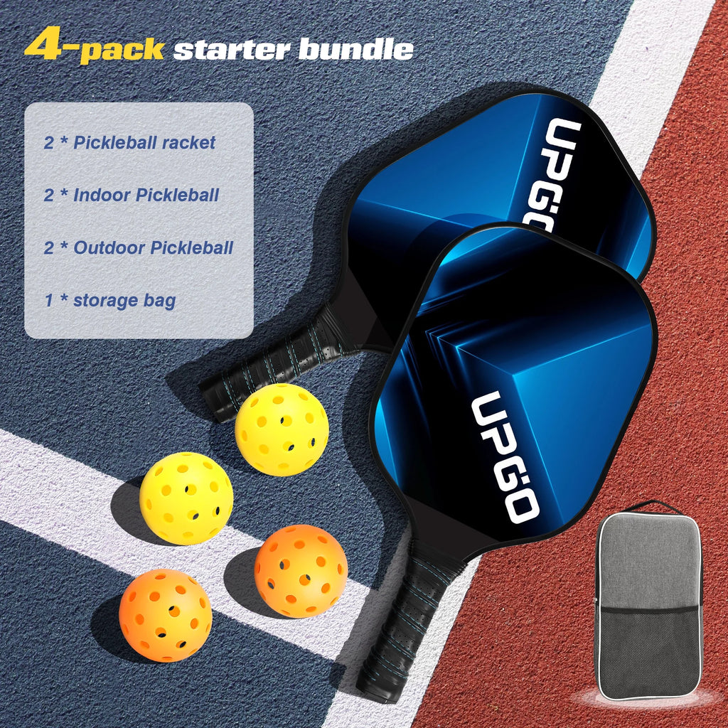 Graphite Fiber Polypropylene Honeycomb Core Pickleball Paddles Set with 4 Balls and Backpack C264011