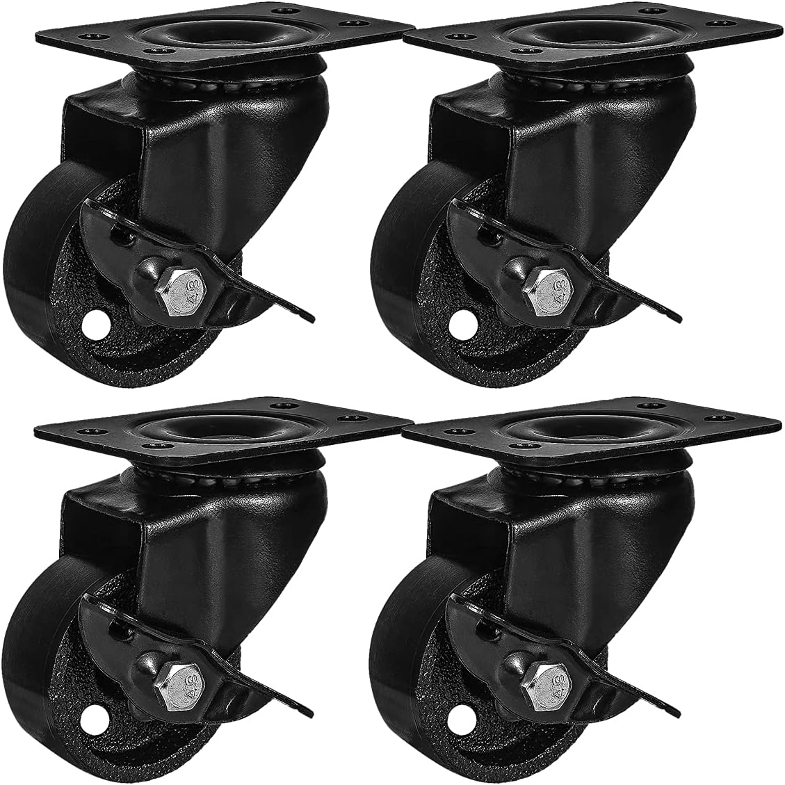 Black Metal Swivel Plate Caster Wheels with Brake Lock T545676