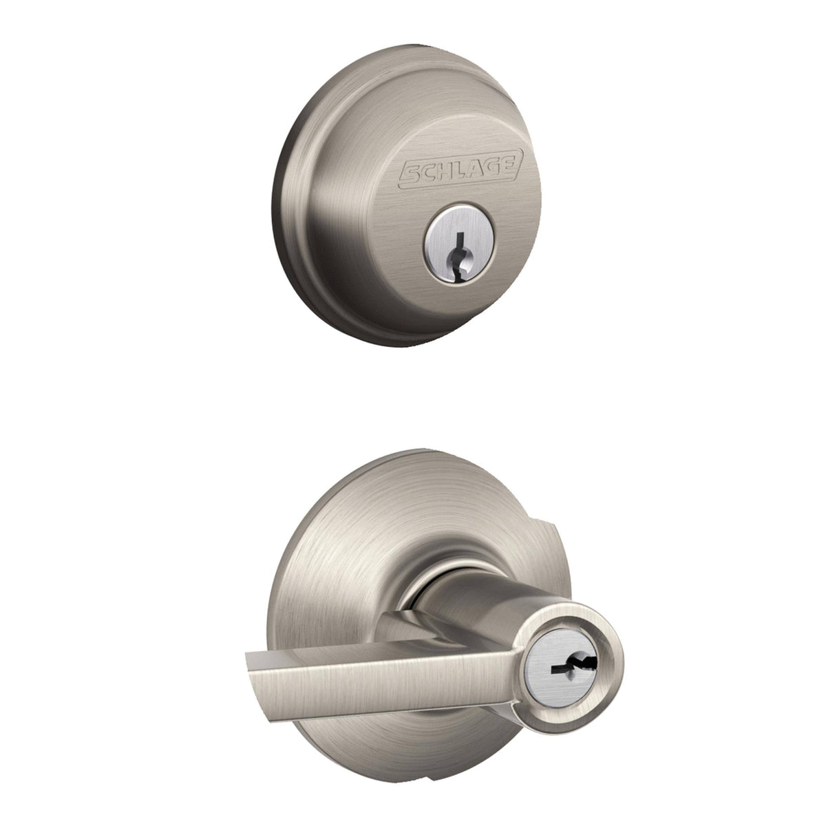 Satin Nickel Single Cylinder Deadbolt Keyed Entry Lever J264