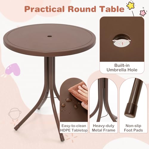 Kids Picnic Table with 2 Folding Chairs and Adjustable Umbrella O58405