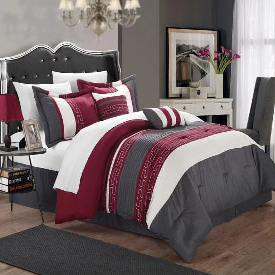 Burgundy Queen Comforter Set A4394