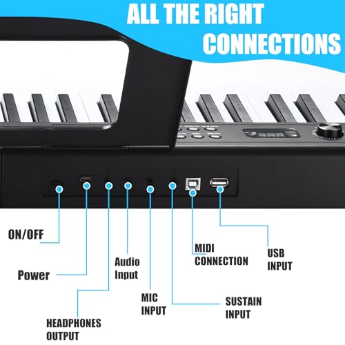 88 Key Semi Weighted Digital Piano with Music Stand, Sustain Pedal, Bluetooth, Carrying Case, Headphones Q164689