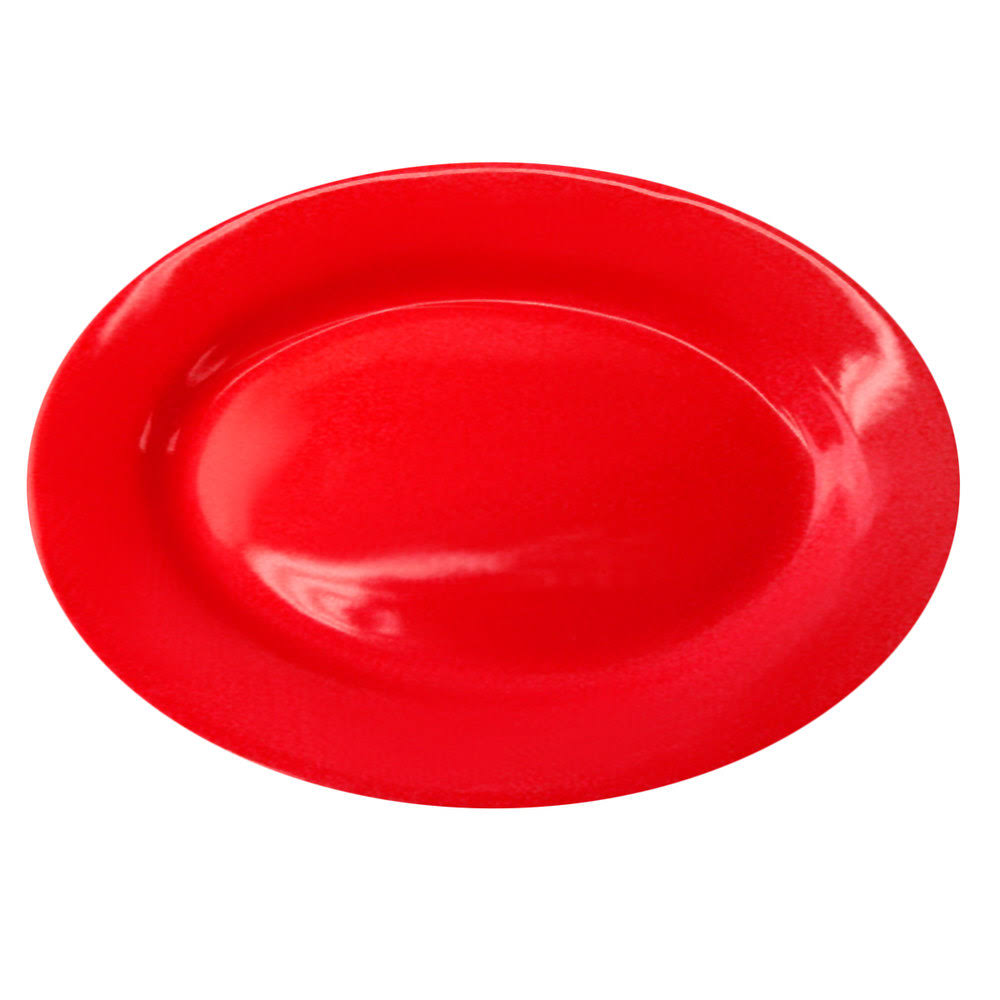 Crimson Red Stoneware Wide Rim Platter - 12/Case Z1287