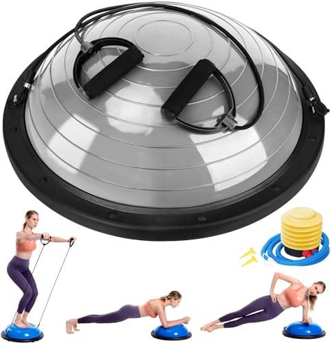 Half Balance Ball Trainer with Resistance Bands and Foot Pump T4568