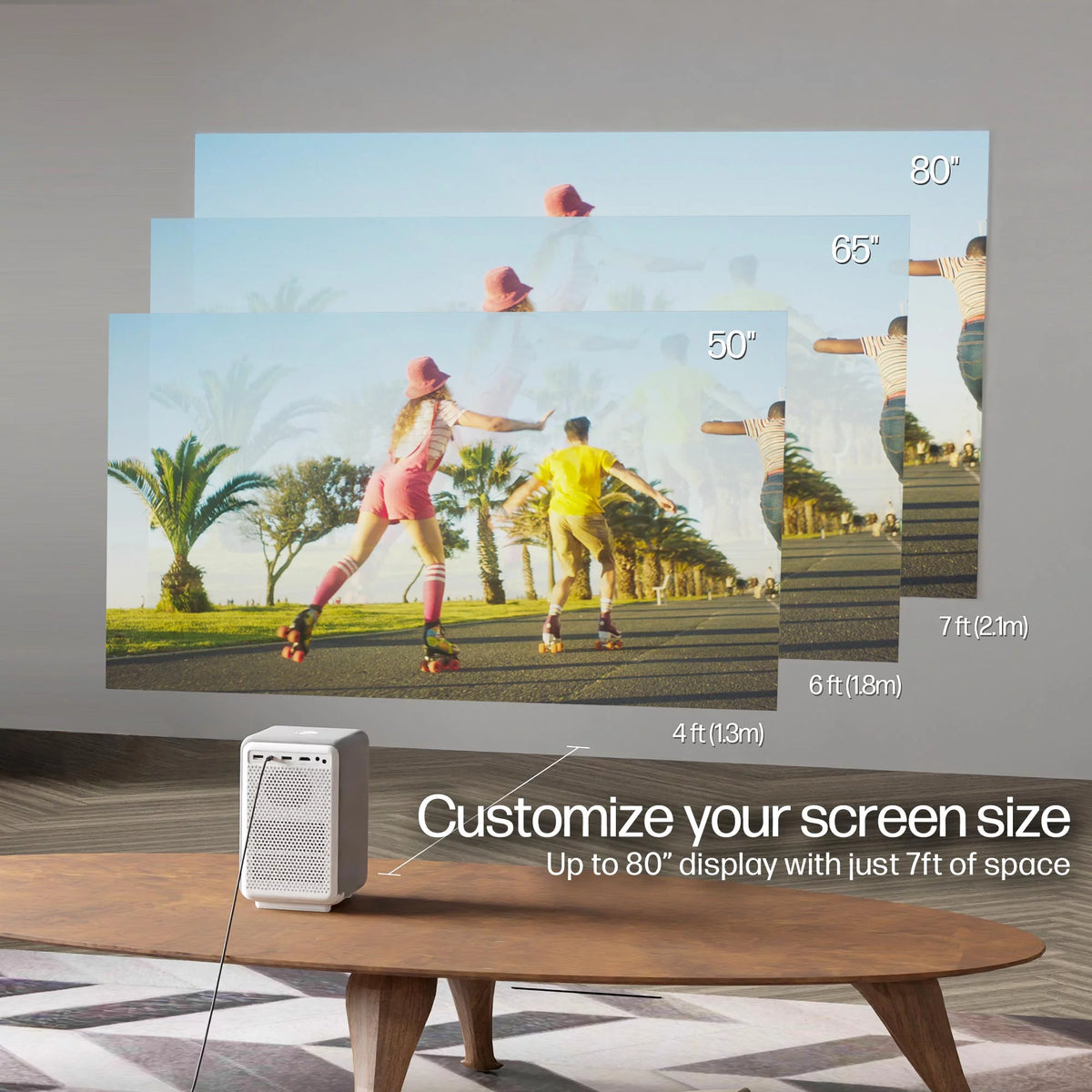 FHD LCD LED Projector with Streaming Player and 84 Projection Screen M801098