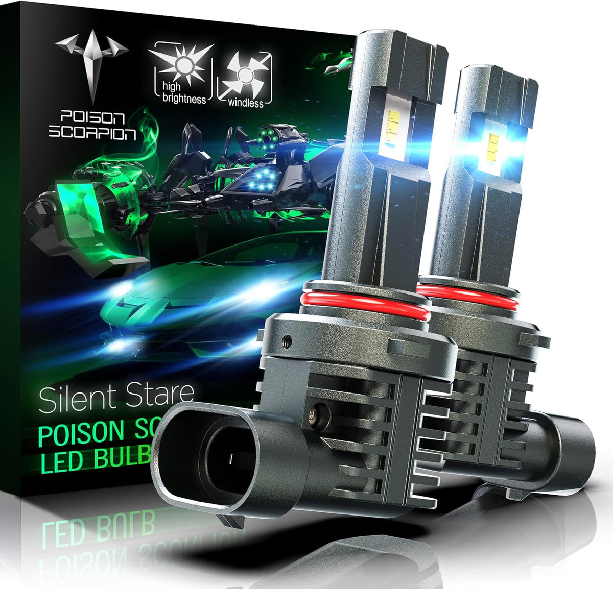 24000LM Fanless LED Headlight Bulbs Combo, HB3 HB4 6500K Cool White, Pack of 2 V465