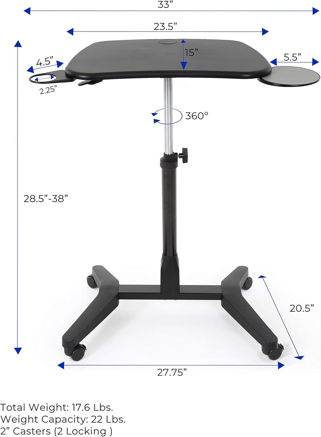 Portable Laptop Stand with Pull Out Mouse Pad & Cup Holder X54517