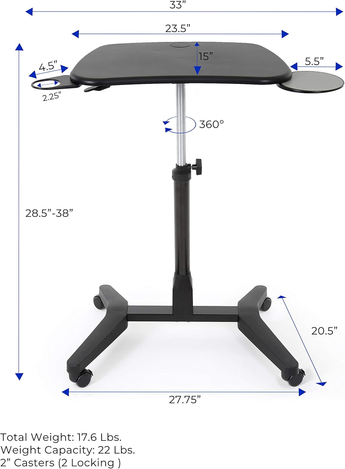 Portable Laptop Stand with Pull Out Mouse Pad & Cup Holder X54517