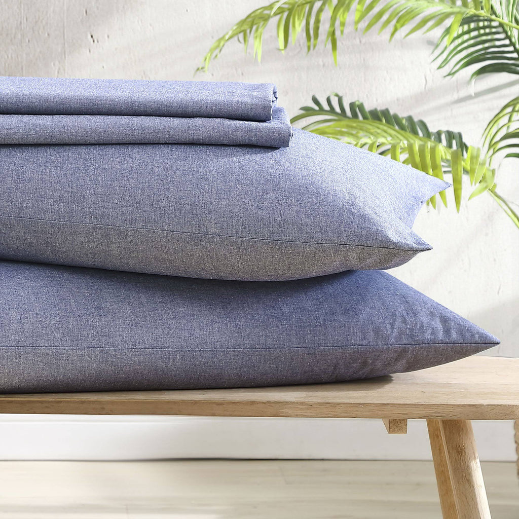 Grey Striped Percale Twin Sheet Set C9770