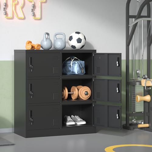 6 Door Black Metal Storage Locker P6254
