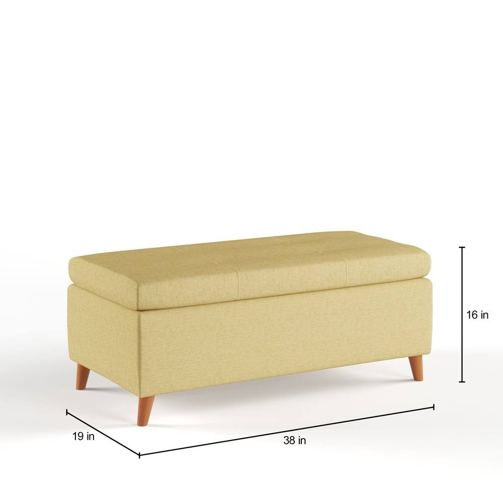 Light Blue Storage Ottoman Bench Q4978