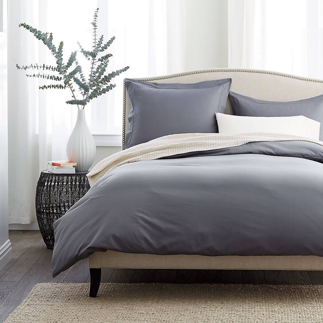 Supima Cotton Percale Duvet Cover - Brown, Size Twin M205