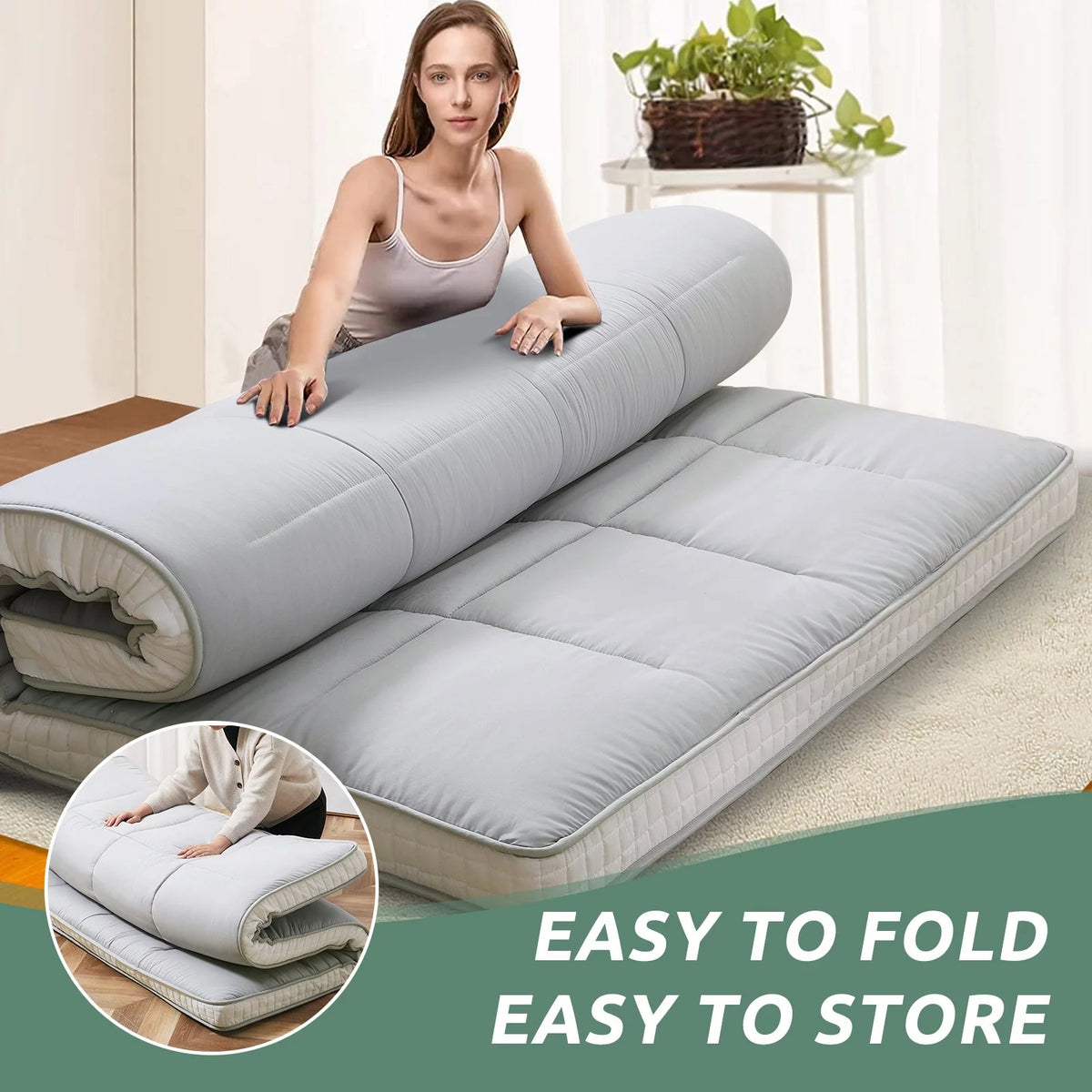 Japanese Floor Futon Mattress Thicken Foldable Roll Up Sleeping Pad J178811