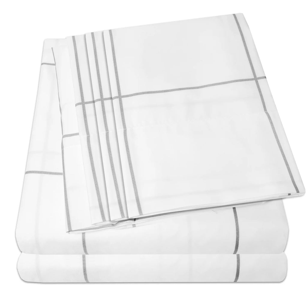 Extra Soft Deep Pocket Window Pane Queen Sheet Set Y653