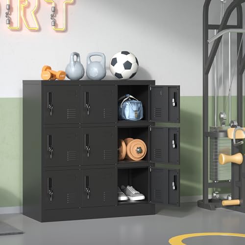 6 Door Black Metal Storage Locker P6254
