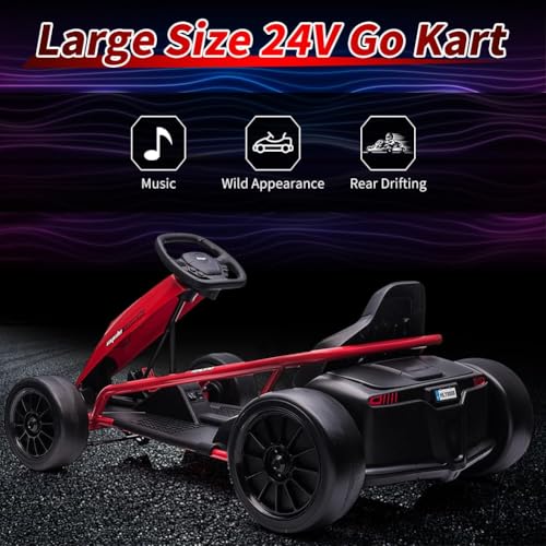 24V 9Ah Battery 300W*2 Motors 8MPH Drifting Go Kart White M7151