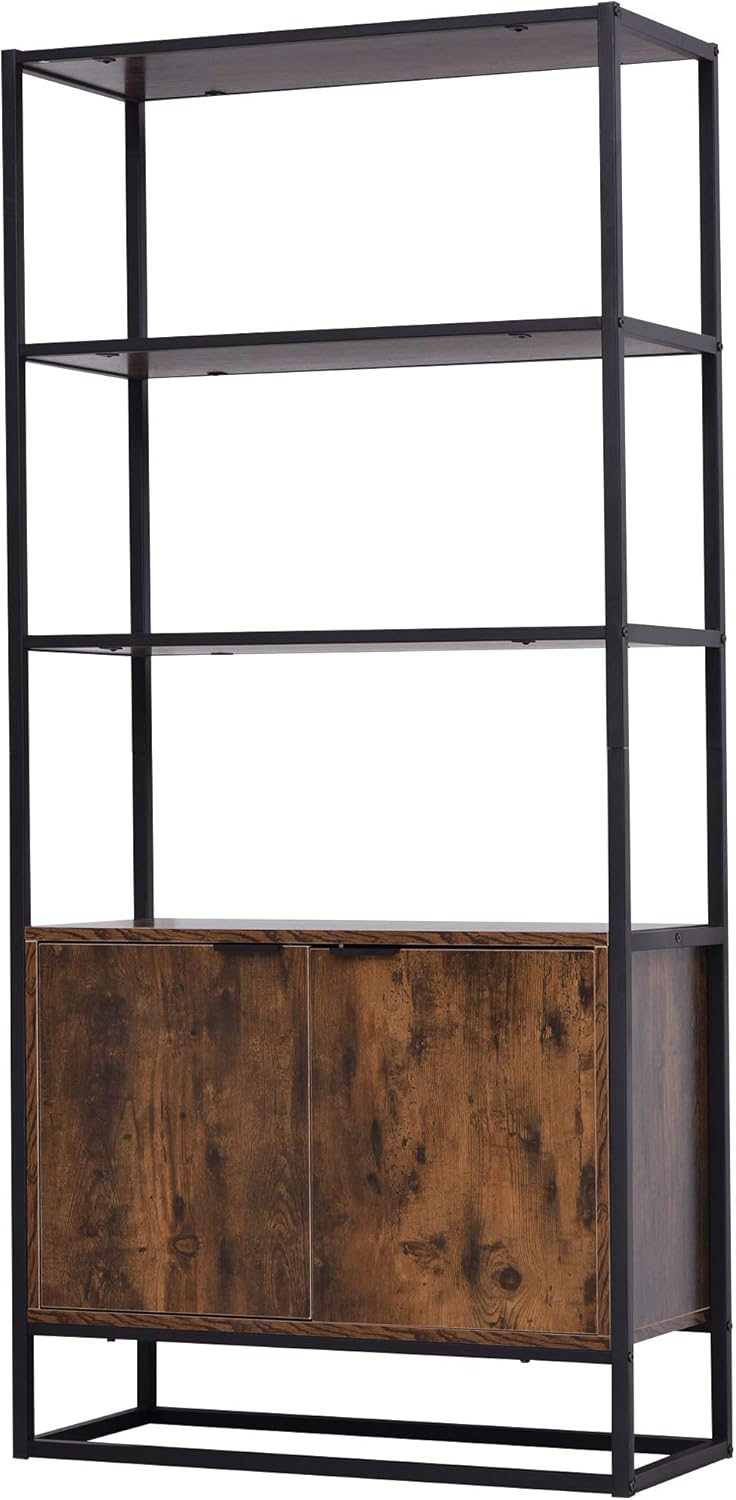 Brown Storage Cabinet with 3 Open Shelves F1572