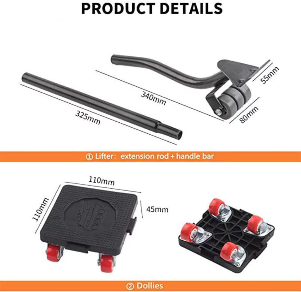 Furniture Lifter with Extension Bar and 4-Wheel Glides, 880lbs Load Capacity K567