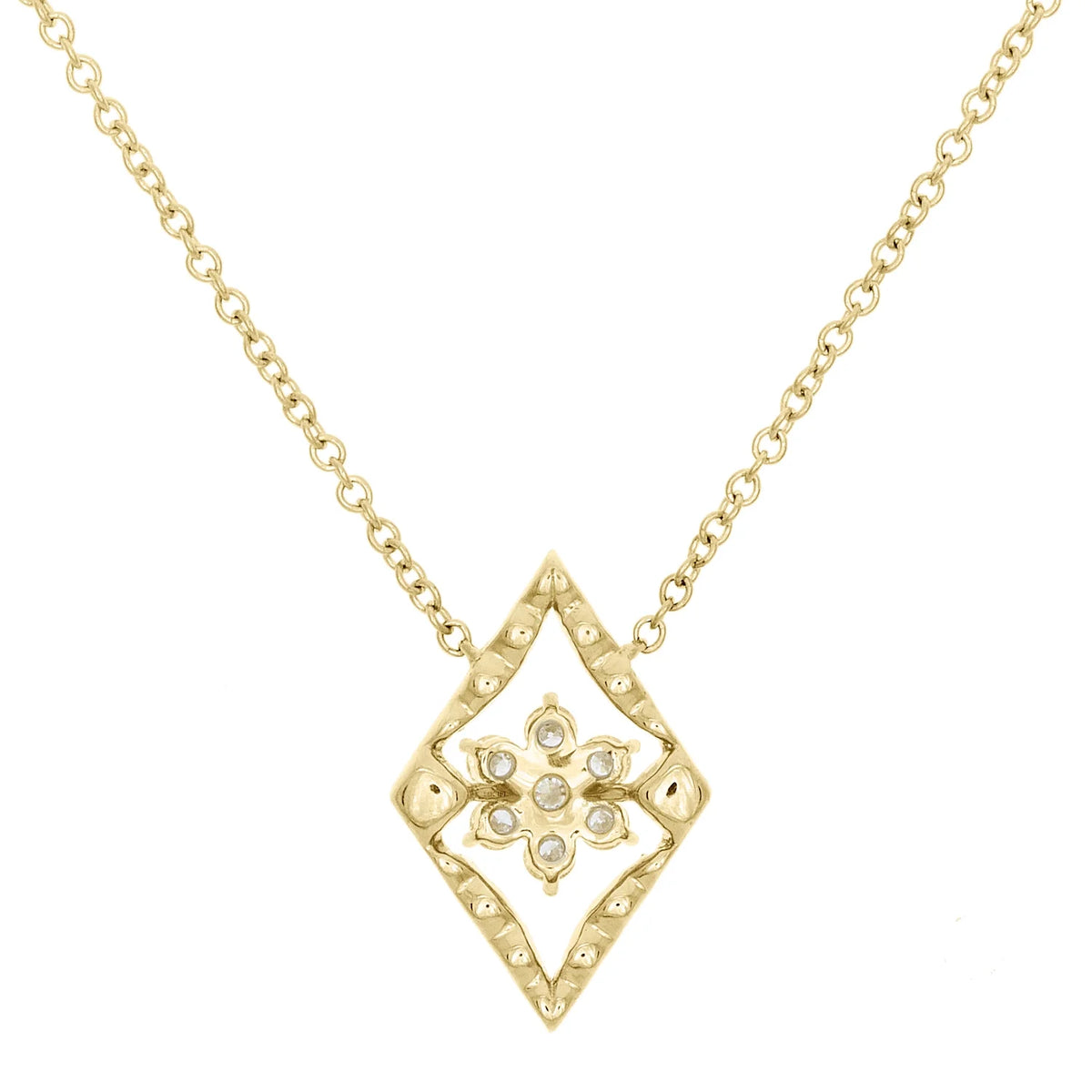 14K Yellow Gold Diamond Geometric Cluster Necklace 18" K431
