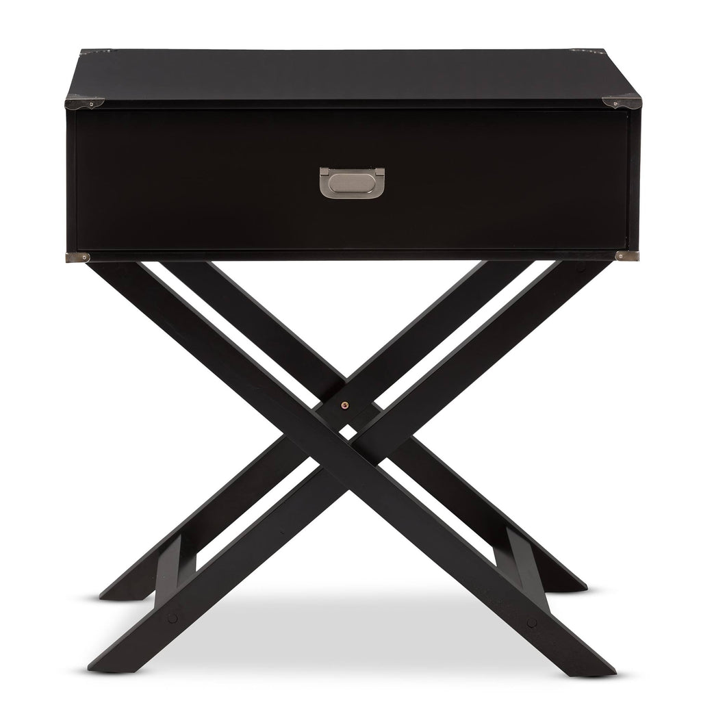 Black 1-Drawer Wooden Bedside Table Y840436