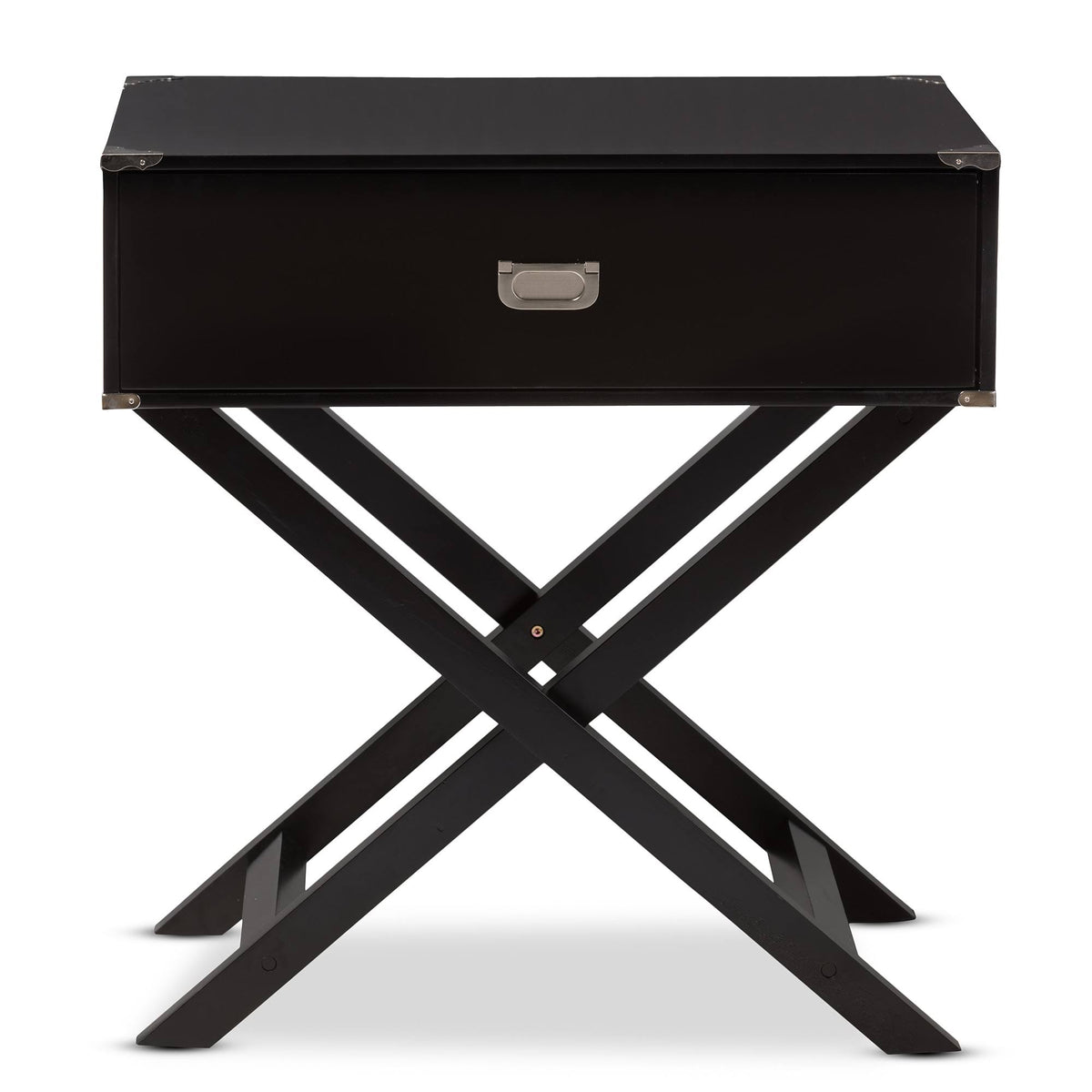 Black 1-Drawer Wooden Bedside Table Y840436