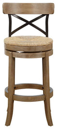 Gray Wire Brush and Ivory Swivel Barstool H8354