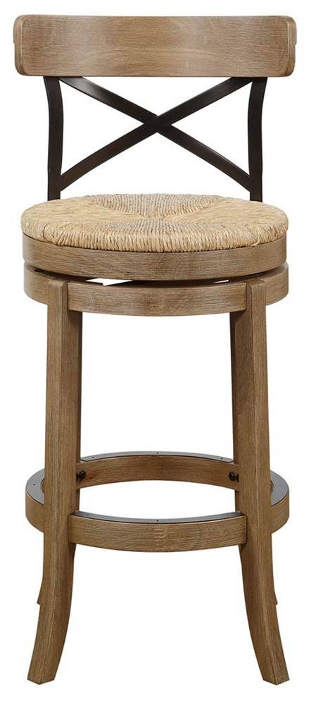 Gray Wire Brush and Ivory Swivel Barstool H8354