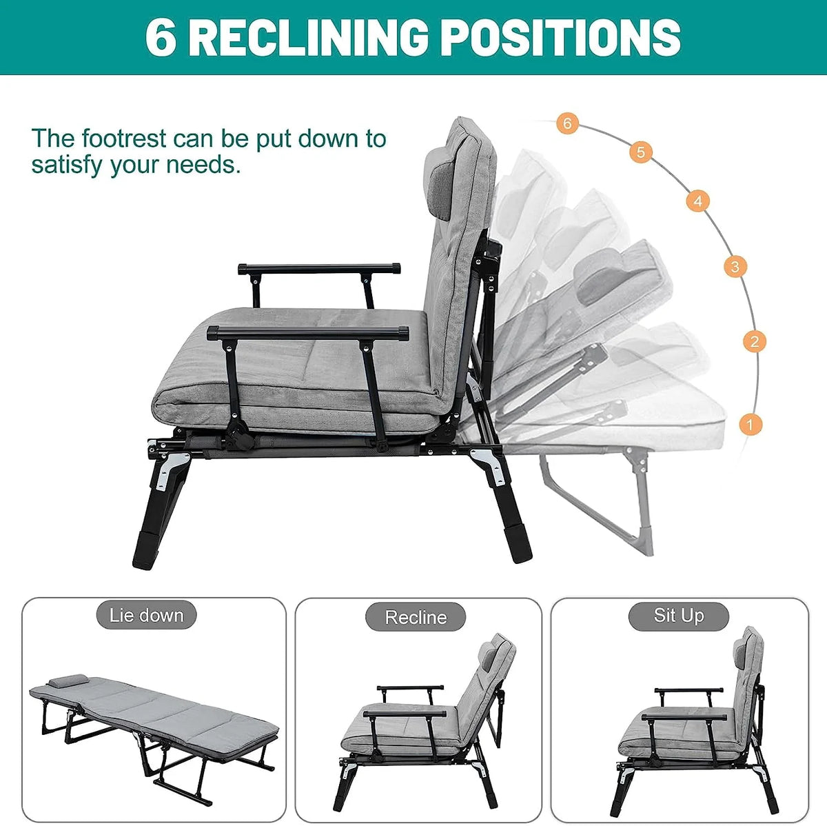 3 in 1 Folding Camping Cot Bed with Mattress & Pillow R7769