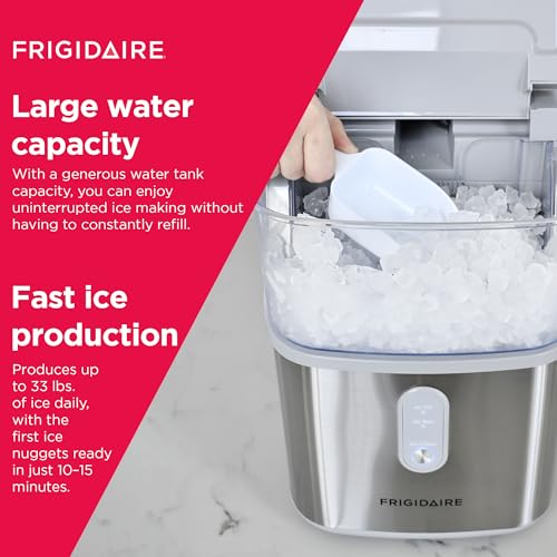 Compact Countertop Nugget Ice Maker, 33lbs per Day, Metallic Finish J85513