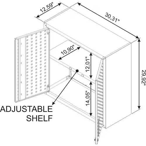 30 in. 2-Shelf Wall Mount Metal Garage Cabinet in White P337942