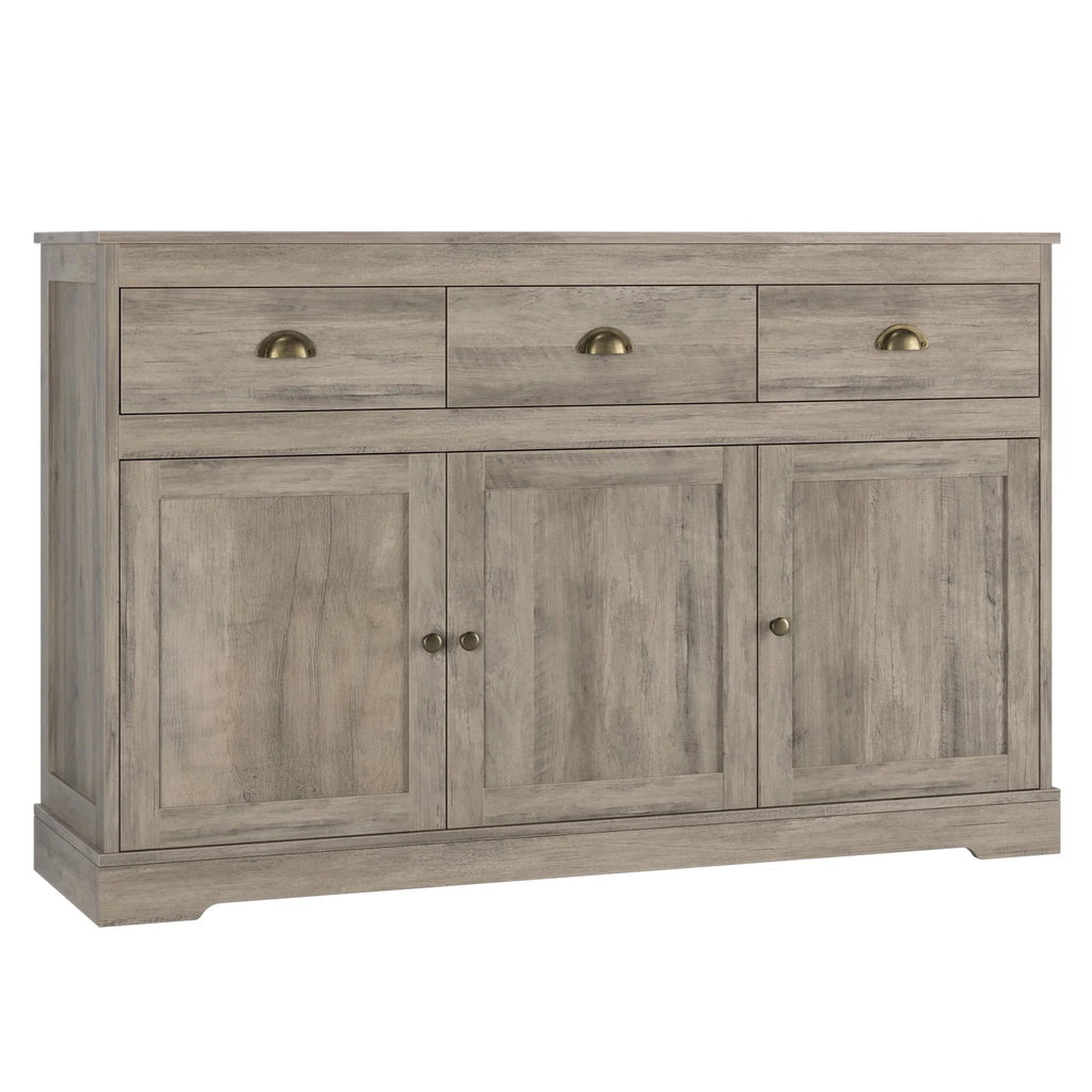 White 3 Drawer 3 Door Sideboard Storage Cabinet B305513