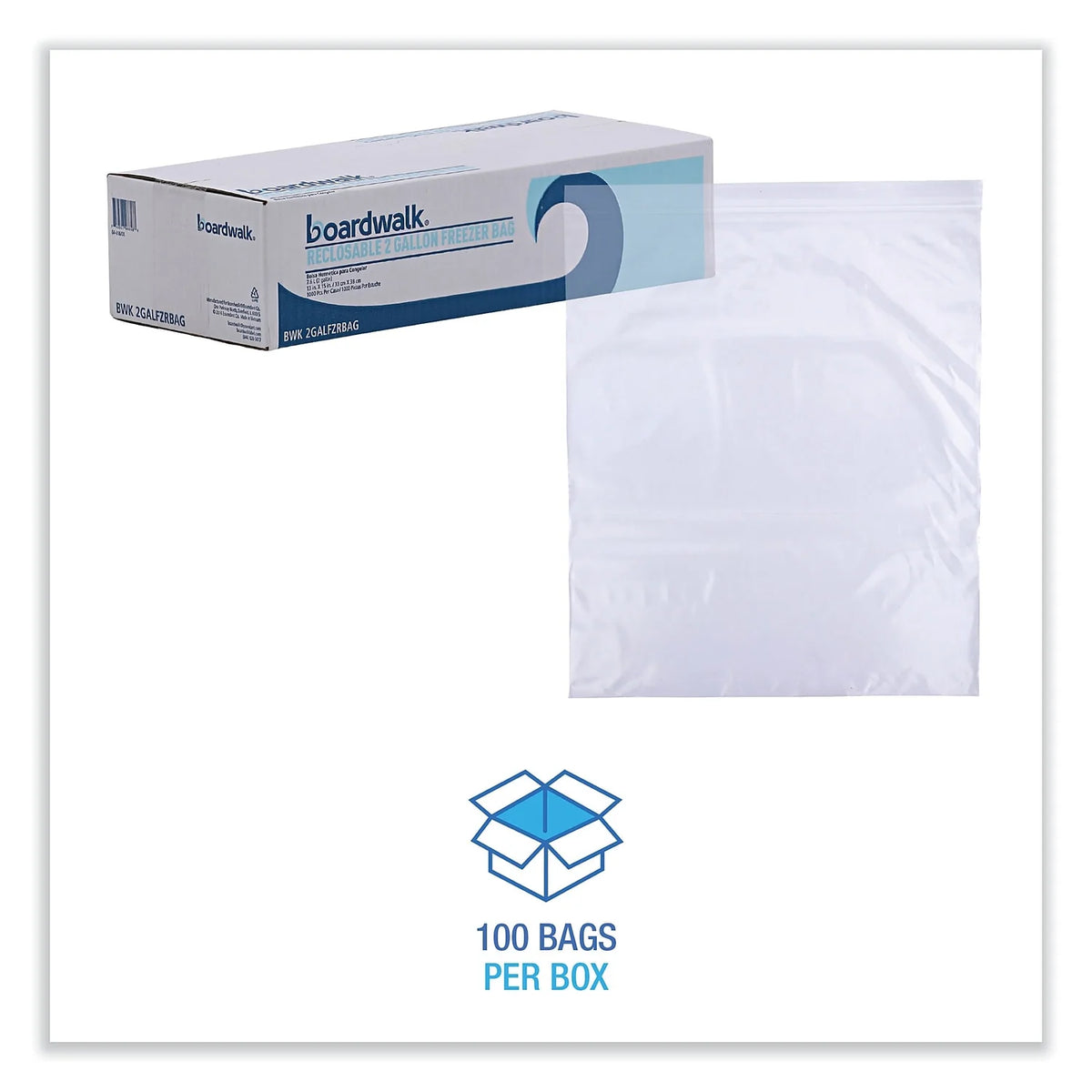 Reclosable Food Storage Bags, 2 gal, Clear, 100/Box Q700