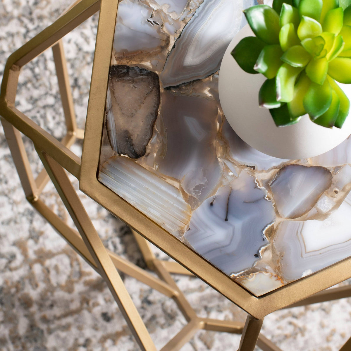Geometric Accent Table - Multi/Gold T730939