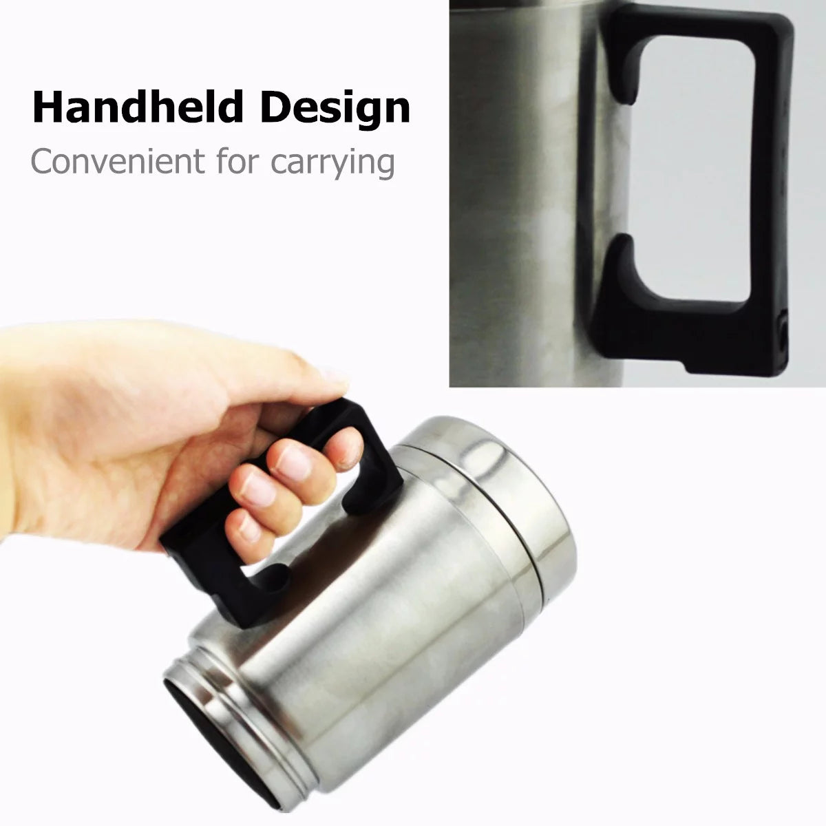 Stainless Steel 12V 500ml Heated Travel Mug with Lid U7989