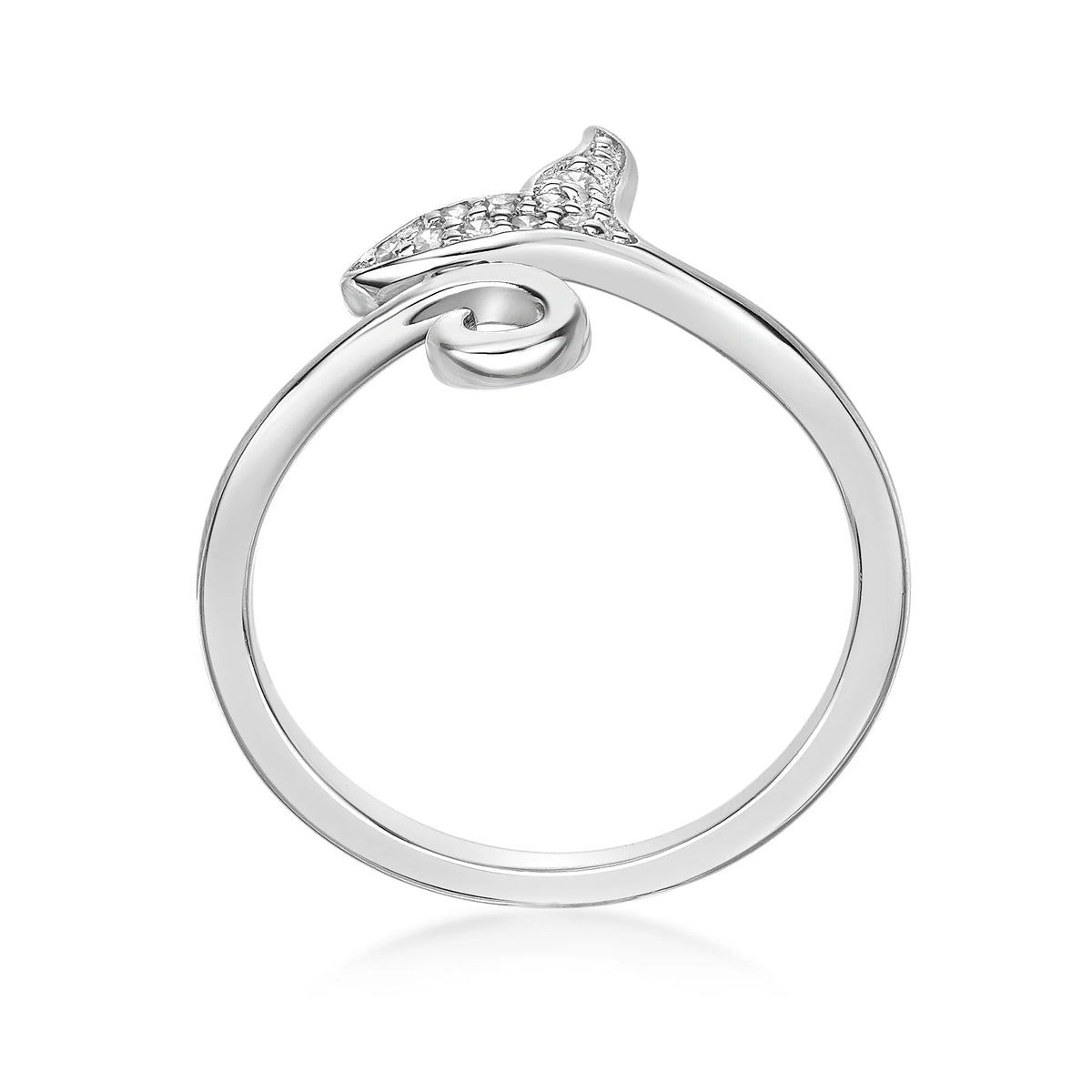 0.04 Carat Natural Diamond Dolphin Tail Open Toe Ring in 925 Sterling Silver N5193