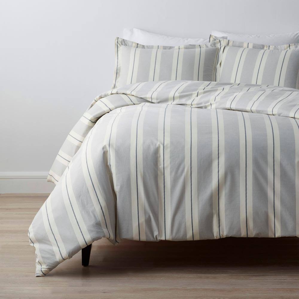 Navy Cotton Percale Queen Duvet Cover J929158