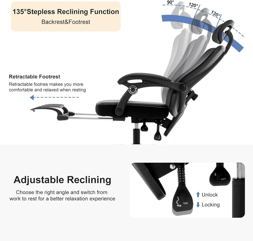 Black Ergonomic High Back Office Chair with Lumbar Support E72529
